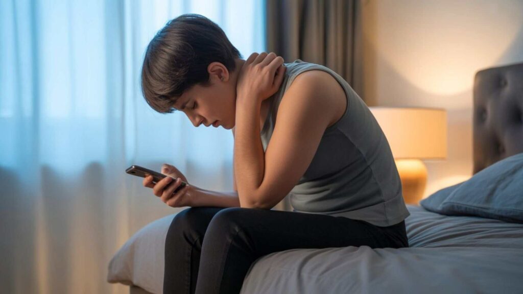 Neck Pain From Looking Down at Your Phone in Bed — Fast Fix + Prevention